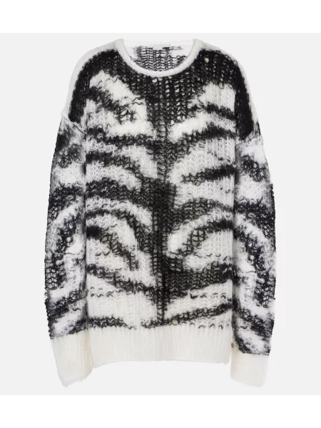 Pulover Stella Mccartney de lână cu imagine cu model zebră alb