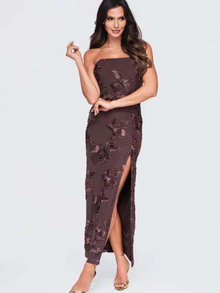 Rochie de seară Edoti eleganta maro