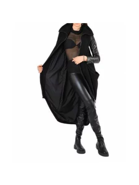 Długi płaszcz La Haine Inside Us asymetryczny wełniany czarny