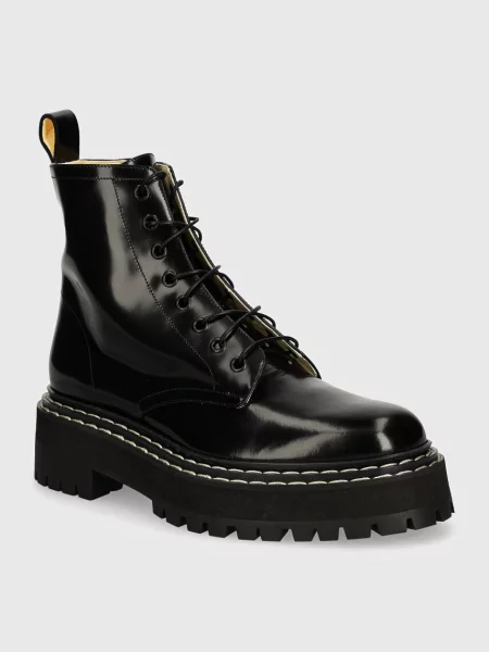 Proenza Schouler bocanci de piele Lug Sole femei cu plat negru