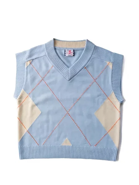 Vestă Son Of The Cheese tricotate cu model argyle albastru