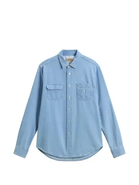 Cămașă din denim Woolrich albastru