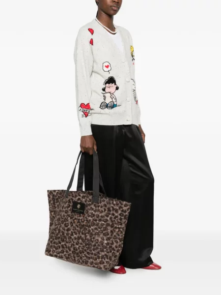 Geantă shopper Kurt Geiger London cu imagine cu model leopard maro