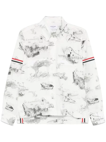 Cămașă Thom Browne cu imagine alb
