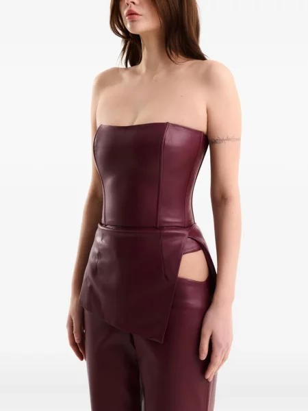 Bluzka Lika sznurowana asymetryczna koronkowa czerwona