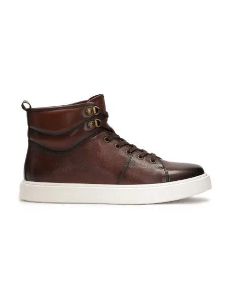 Sneakersy Kazar skórzane brązowe