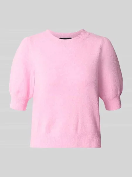 Sweter z dzianiny o kroju regular fit z okrągłym dekoltem model ‘DOFFY’ Vero Moda różowy