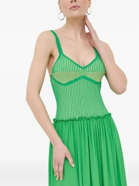 Rochie maxi Beatrice B tricotate de costum verde