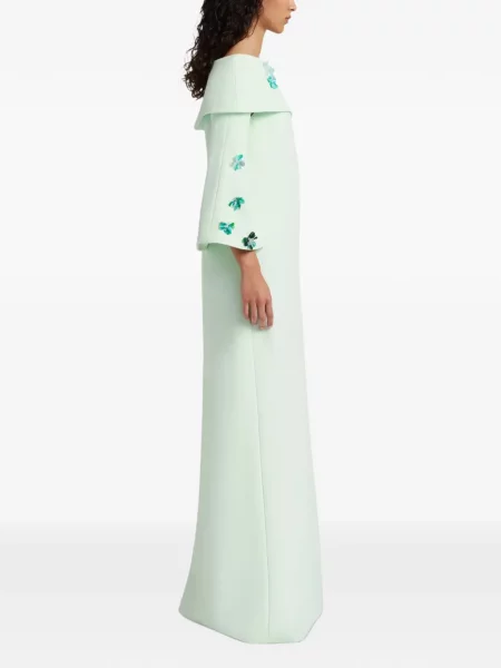 Rochie maxi Safiyaa cu model floral verde