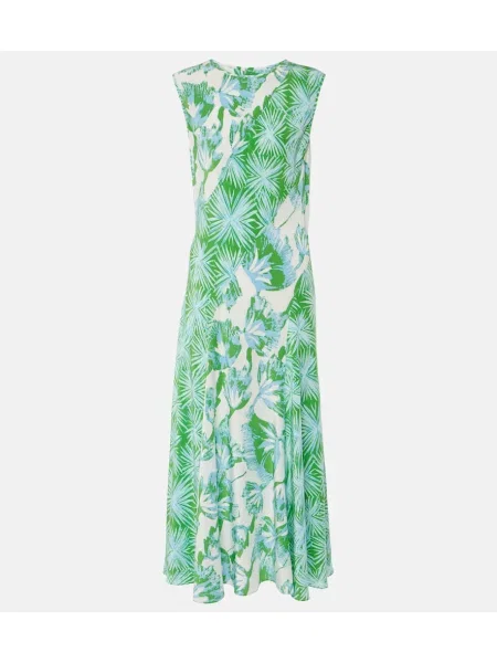 Rochie maxi Diane Von Furstenberg cu model floral de costum verde