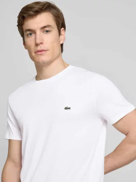 T-shirt z okrągłym dekoltem Lacoste biała