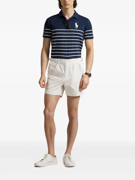 Tricou Polo Ralph Lauren din piele cu broderie în carouri maro