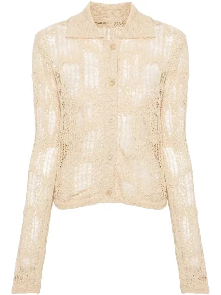 Cardigan System zdrențuiți tricotate maro