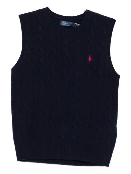 Polo Polo Ralph Lauren cu broderie fără mâneci tricotate maro