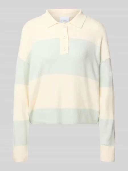 Sweter z dzianiny z kołnierzykiem polo Comma