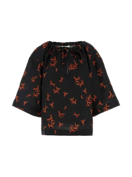 Lniana wielobarwność bluzka Fendi z nadrukiem