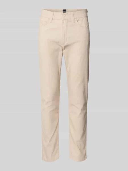 Spodnie materiałowe o kroju slim fit z mieszanki bawełny model ‘DELAWARE’ Boss białe