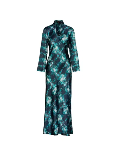 Rochie maxi Tessitura Body Couture cu imagine cu model piele de șarpe verde