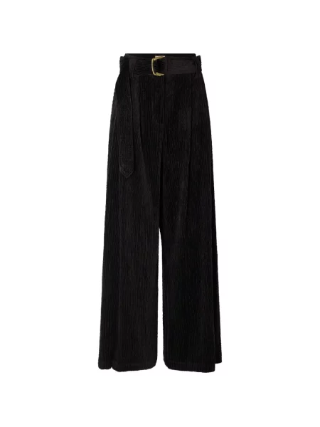 Cu centură pantaloni Sessun de catifea cord negru