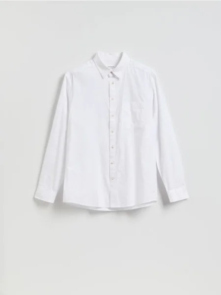 Reserved Cămașă regular cu conținut ridicat de in alb