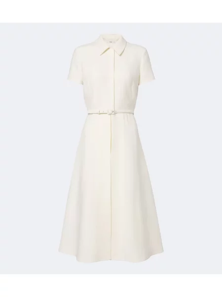 Cu centură rochie midi Fendi de lână alb