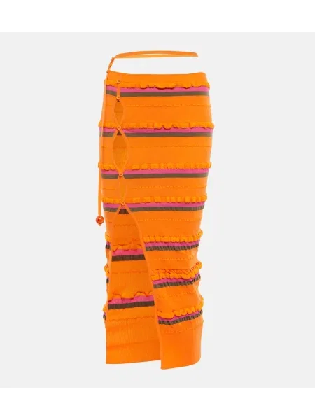 Fustă midi Jacquemus până la genunchi portocaliu