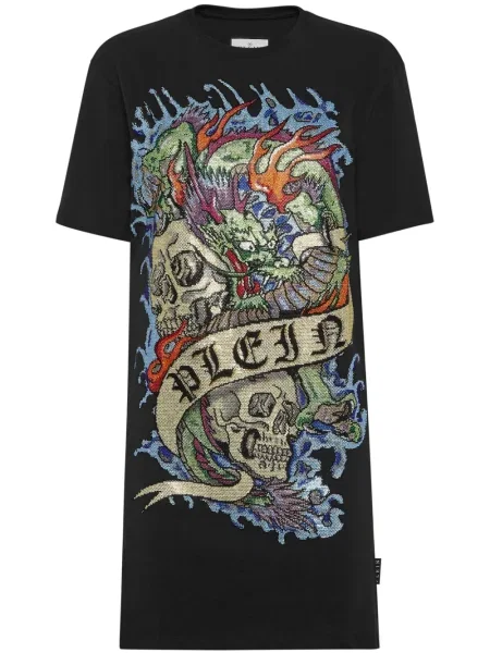 Rochie tip cămașă Philipp Plein de cristal de costum negru