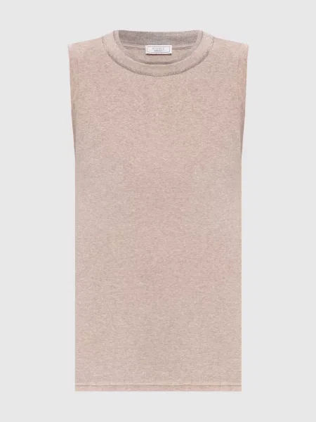 Меланжевий топ з ланцюжком моніль та люрексом Peserico бежевий