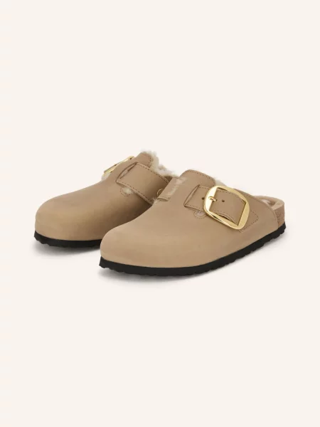 Pantofle Birkenstock s přezkou béžové
