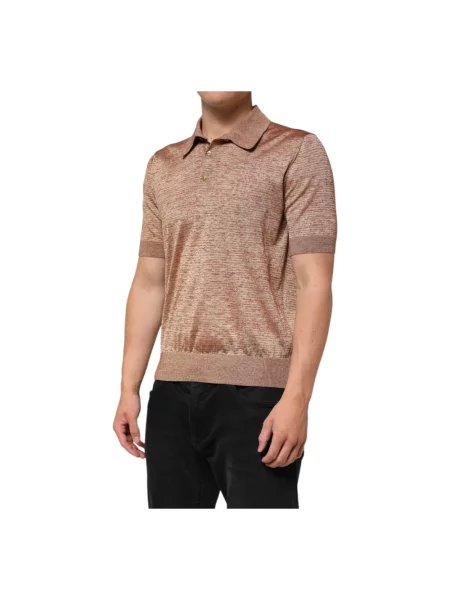Koszulka polo Dolce And Gabbana z krótkim rękawem brązowa