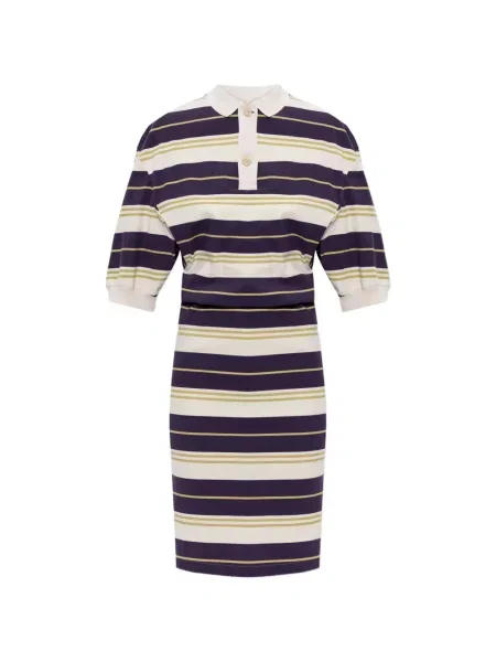 Kołnierzykowy bluzka Issey Miyake w paski fioletowa