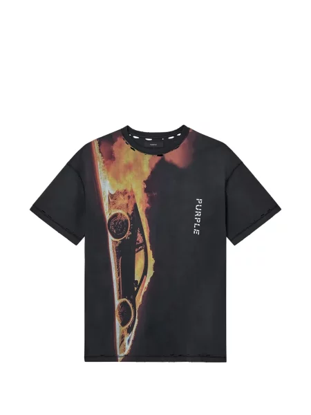 Tricou Purple Brand zdrențuiți negru