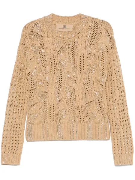 Sweter Ermanno Scervino z kryształkami brązowy