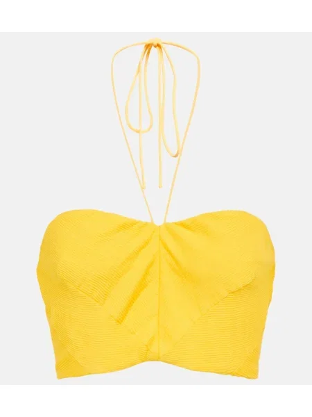 Top Staud o krotszym kroju z dekoltem halter żółty