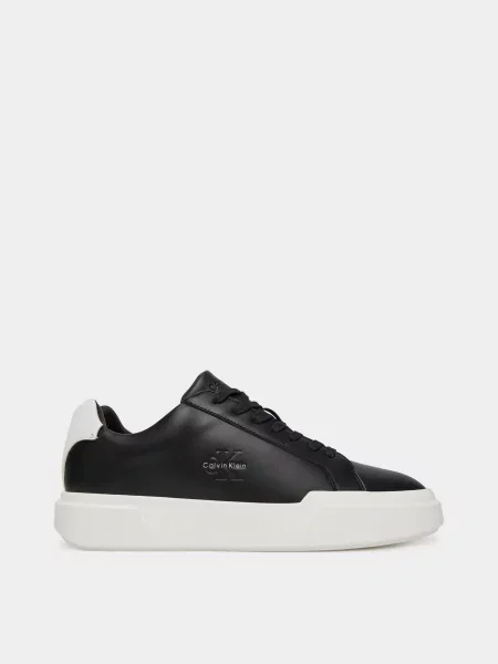 Шкіряні Кеди низькі Calvin Klein CHUNKY CUPSOLE LACEUP LTH білий/чорний білі