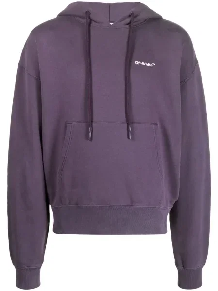 Hanorac cu glugă Off-white cu imagine alb