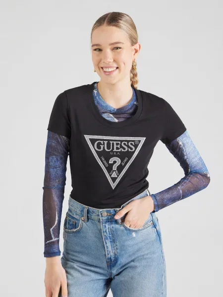 GUESS Tricou | Slim Fit negru