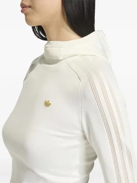 Top Adidas cu dungi cu imagine lung alb