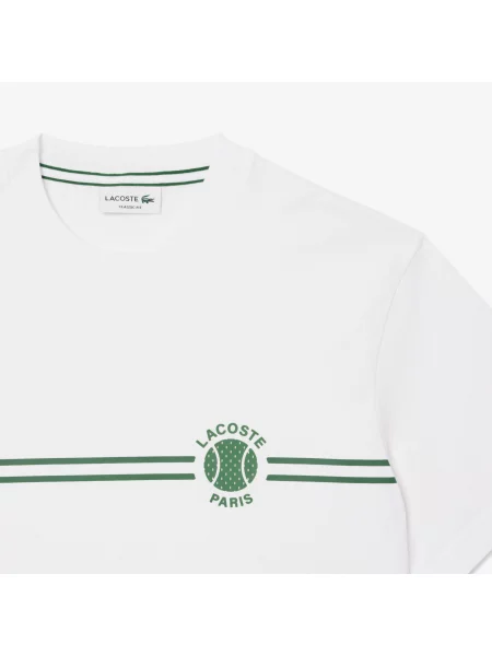 Lacoste Koszulka Z Nadrukiem I Haftem biały