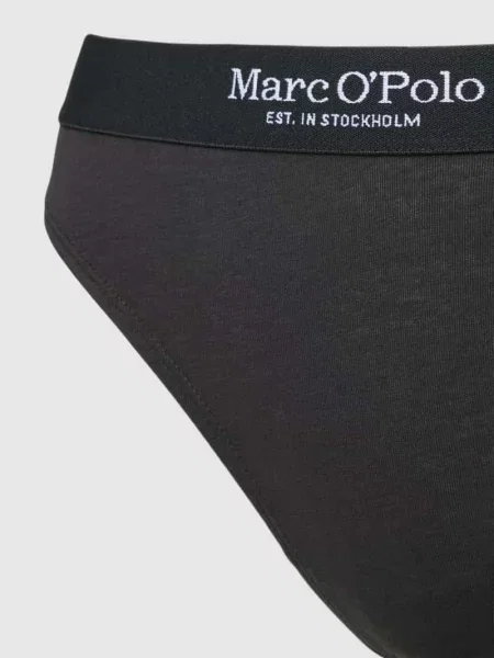 Stringi z elastycznym z logo w zestawie 3 szt. Marc O'polo czarne