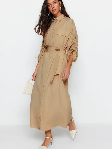 Rochie tip tricou Trendyol bej