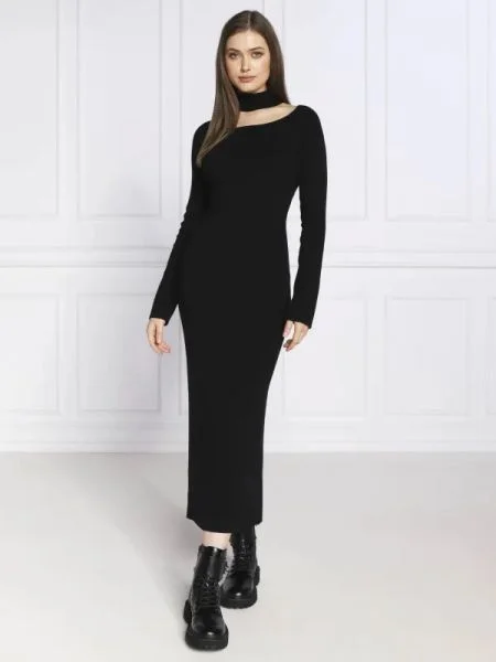 Twinset Actitude Rochie cu adaos de lână negru
