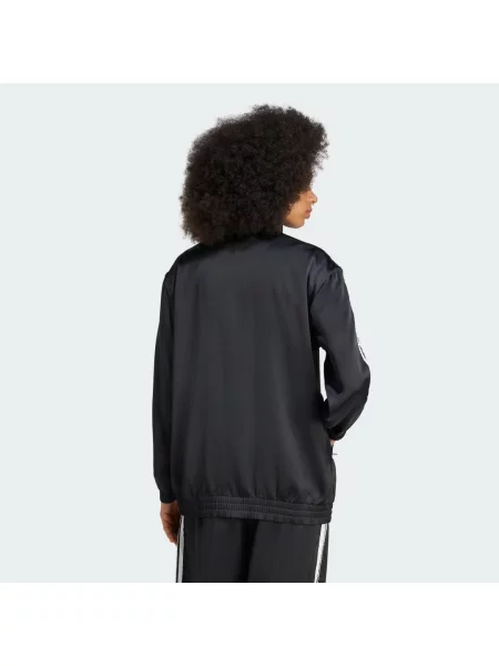 Saténový pruhovaný běžecký top Adidas černý