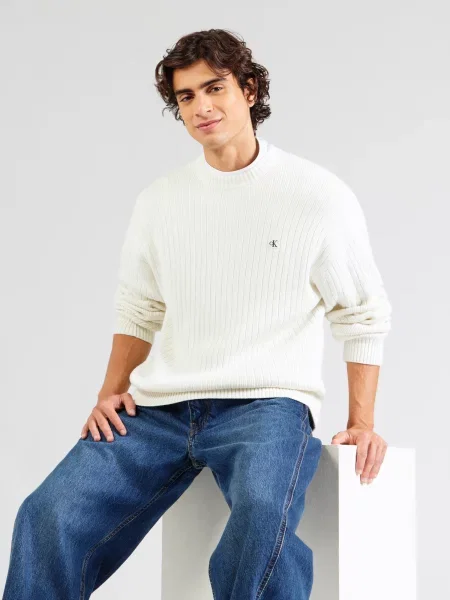 Calvin Klein Jeans Sveter prírodná biela