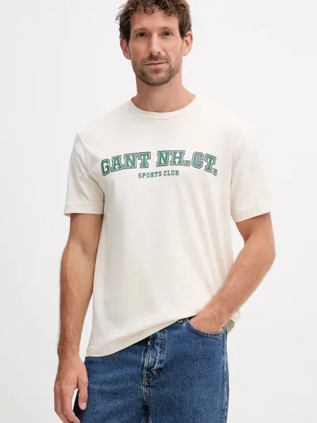 Gant tricou din cu imprimeu bej