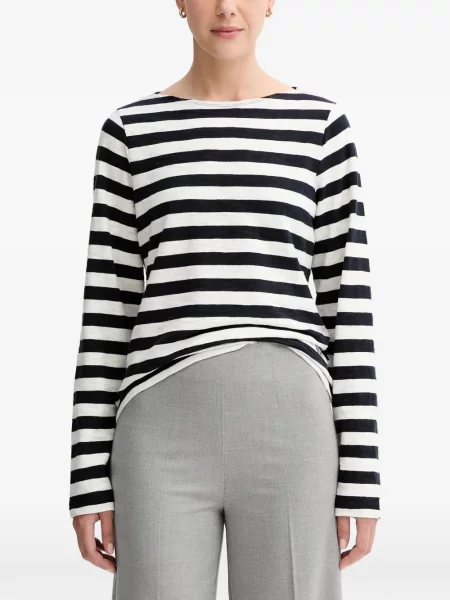 Lung tricou polo Marc O'polo cu dungi alb