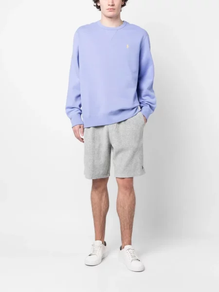 Su raišteliu polo marškinėliai Polo Ralph Lauren apvaliu kaklu mėlyna