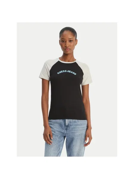 Guess Jeans Póló Regular Fit fekete