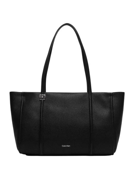 Geantă Calvin Klein Emblem Hw Pebble Tote negru