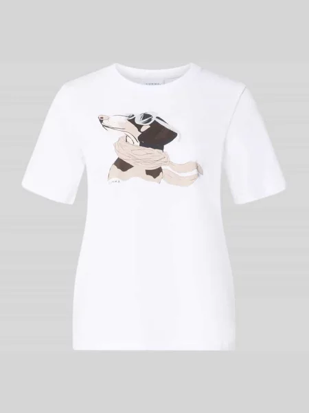 T-shirt z nadrukiem z logo Comma biała